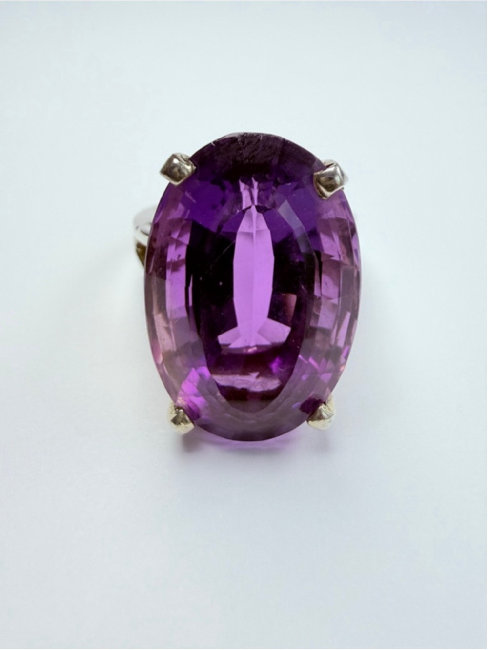 18.50 CT Solitaire Amethyst Sparklers Sterling Silver 925 Cocktail Ring COA Cert